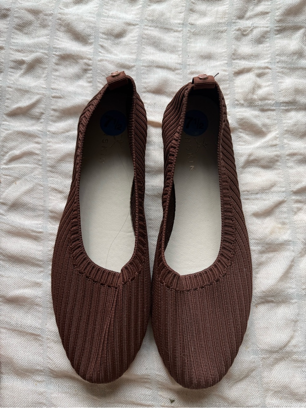 Danskin Brown Ribbed Knit Slip-On Stretchy Ballet Flats